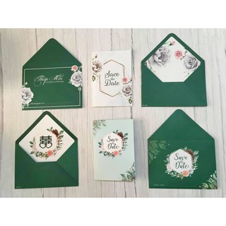 Thiệp cưới xanh lá (đã bao gồm in nội dung hoàn chỉnh)