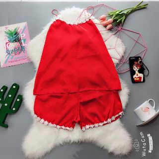 Bộ lụa dây phối ren trắng cao cấp