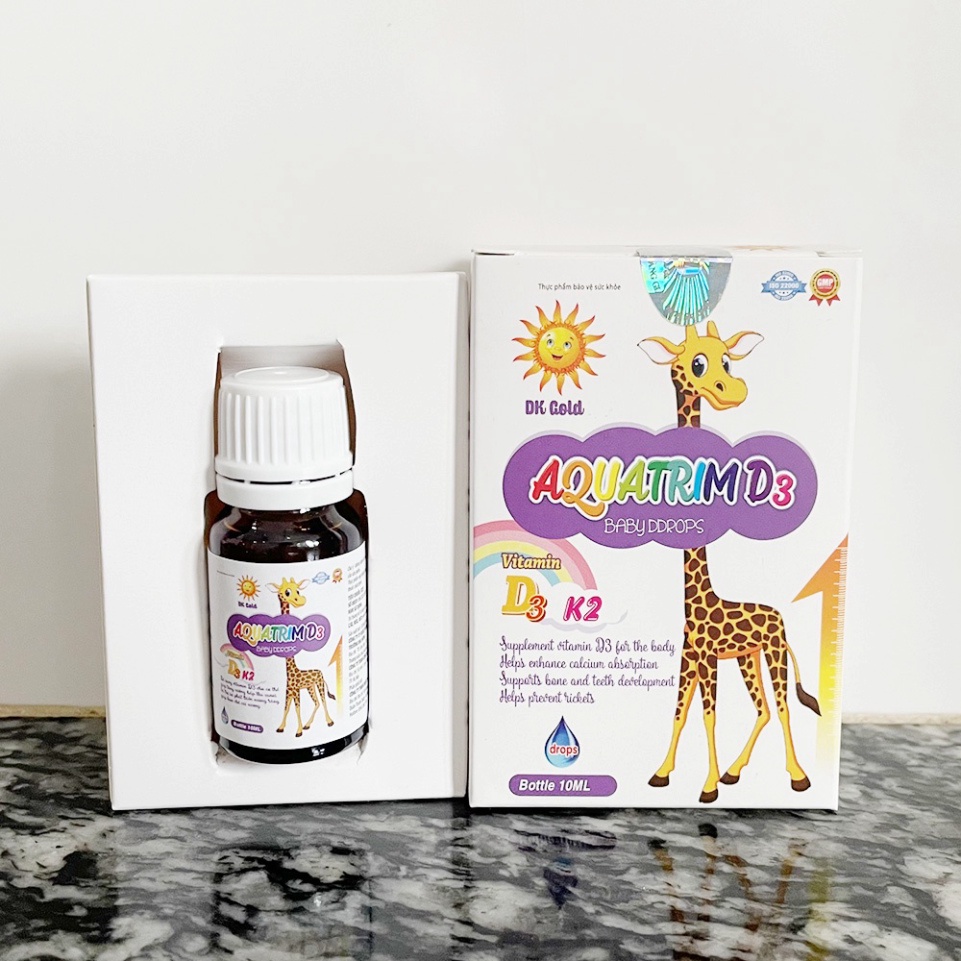 Tinh chất Vitamin D3 K2 mk7 nhỏ giọt AquatrimD3 Baby tăng cường hấp thu canxi chắc khỏe xương răng, tăng chiều cao