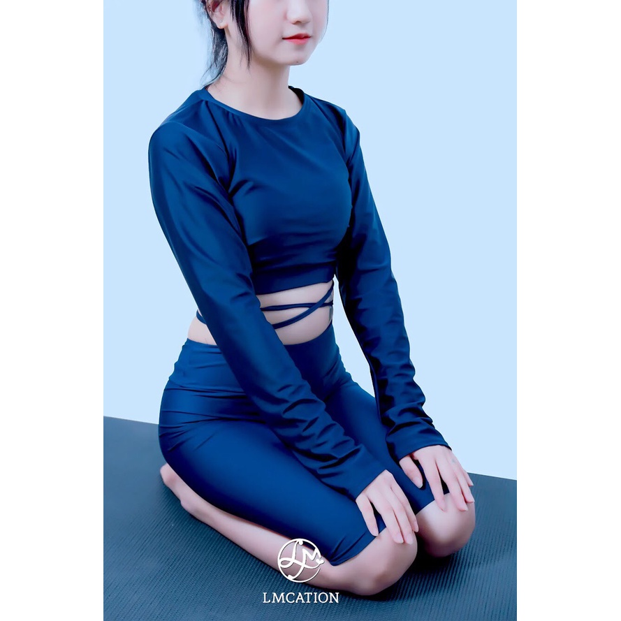 Áo Thể Thao Nữ Đa Năng LMcation Joyce Crop Top - Xanh Đen