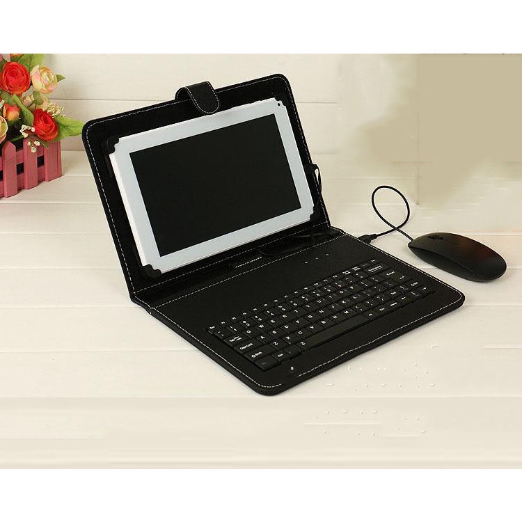 Bàn phím kết nối dây điện thoại,Android, Bao da nắp gập kiêm bàn phím tặng kèm chuột, type C. BH 1 đổi 1.