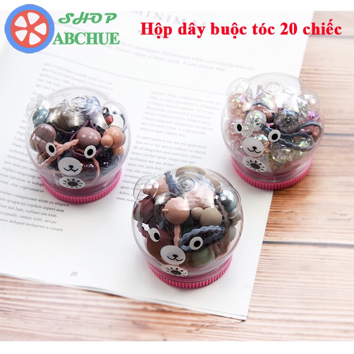 Dây chun buộc tóc cho bé gái hộp Gấu 20 chi tiết phong cách Hàn Quốc đáng yêu
