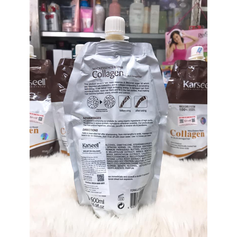 (Mẫu Mới 2019) DẦU HẤP TÓC COLLAGEN KARSEELL MACA SIÊU MỀM MƯỢT TÓC 500ML