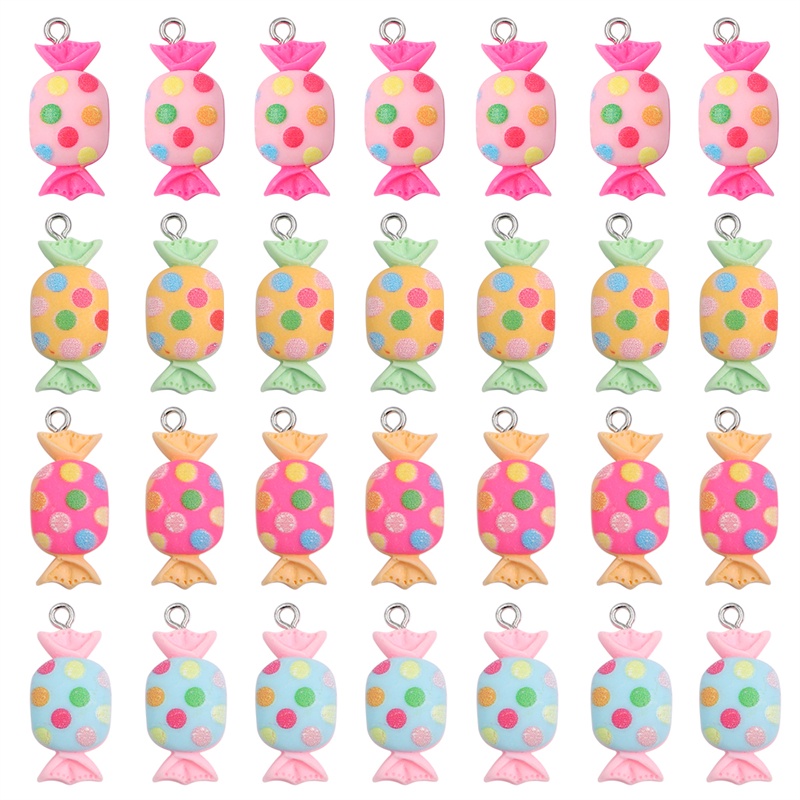 6 Mặt dây hình viên kẹo nhiều màu làm khuyên tai móc khóa trang sức DIY