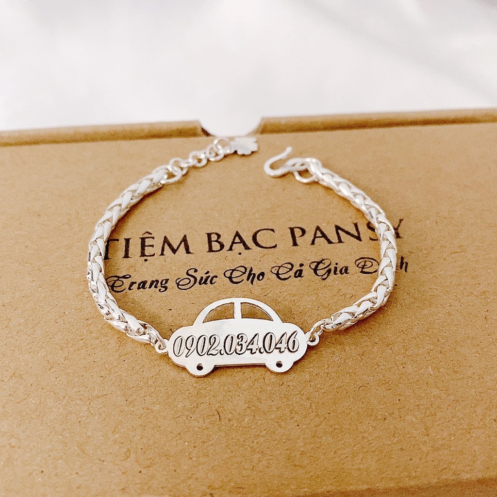 Vòng lắc bạc cho bé trai hình oto dễ thương - Lắc bạc khắc tên cho bé đeo tay, đeo chân đều được