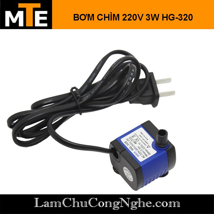 Bơm chìm mini HG-320 220V 3W bơm tiểu cảnh, bể cá, điều hòa nước