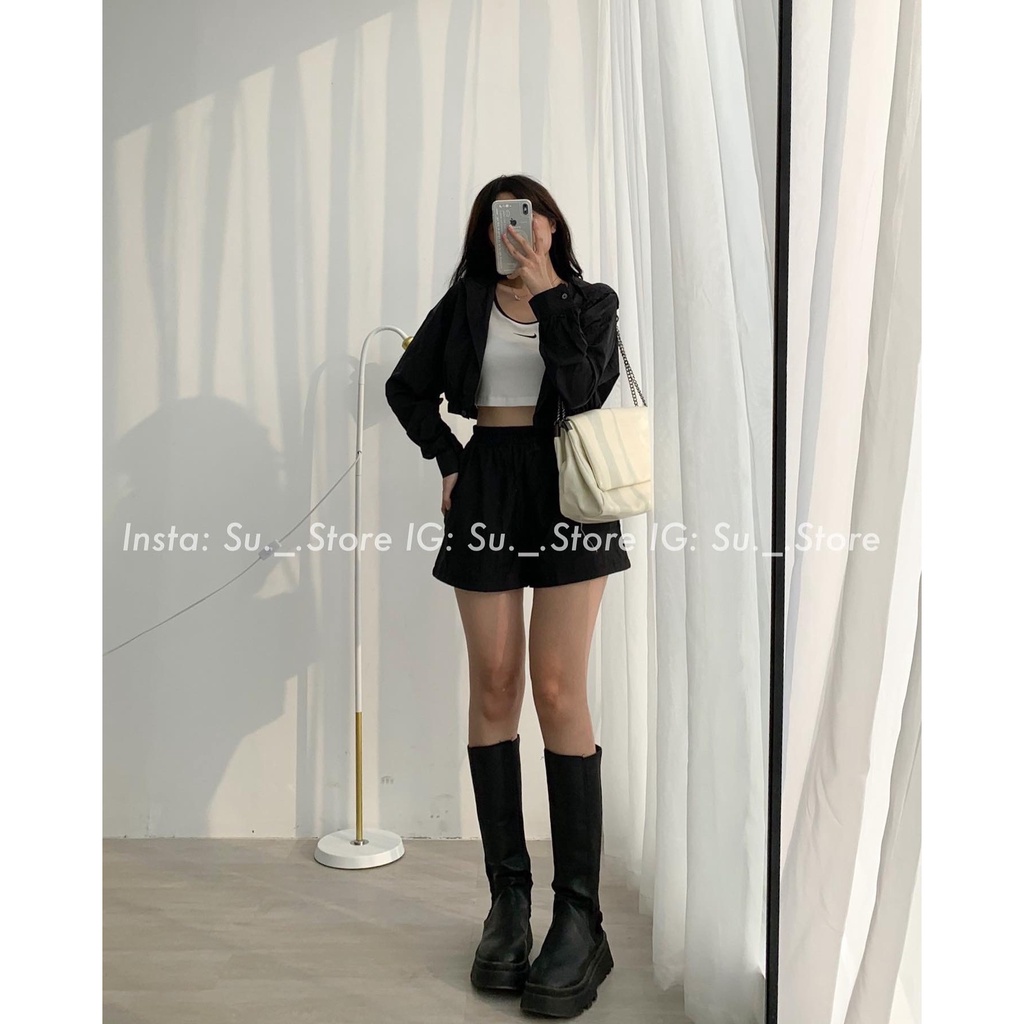 Set 3 đồ áo sát vai kèm áo croptop liền mũ và quần S392 SUSTORE