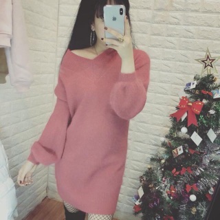 Váy len lông thỏ