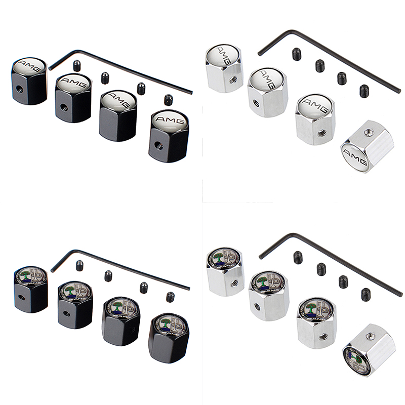 4 Nắp Van Bánh Xe Hơi mercedes benz amg brabus apple tree logo w210 w203 w204 w202 w176 Bằng Hợp Kim