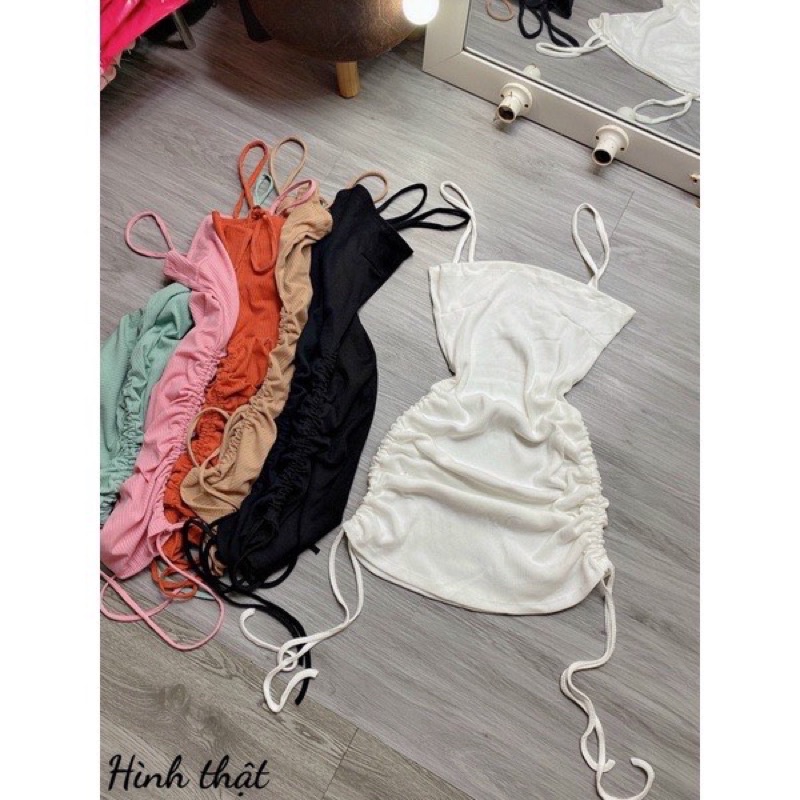 ĐẦM HAI DÂY RÚT MẶC HAI KIỂU ÔM BODY 2NR alohashop