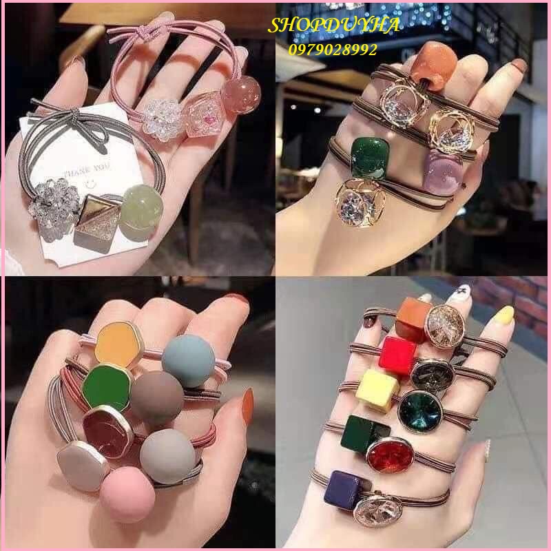 Dây buộc tóc đính đá sang chảnh nhiều hình siêu đẹp,Dây buộc tóc phong cách Hàn Quốc  ( hàng có túi)