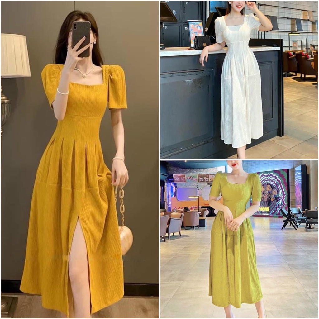 Đầm Thiết Kế Cổ Vuông Xẻ Tà AKARA H114 Phù Hợp Dự Tiệc Dạo Phố S M L