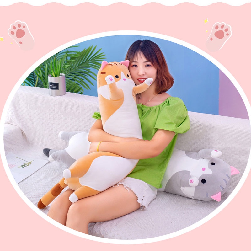 Gấu Bông Mèo Dài Vàng Giá Rẻ bông tuyết đẹp ngộ nghĩnh mềm mại, Kích thước 1,5, UPNOW