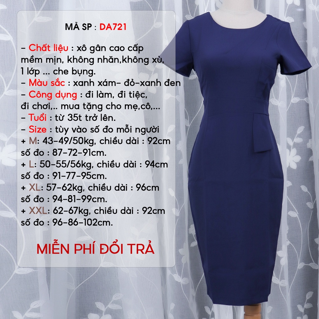 Đầm trung niên ôm body công sở AMYRA, thiết kế nơ eo dự tiệc cao cấp sang trọng mặc đi làm, đi tiệc cho mẹ  DA721