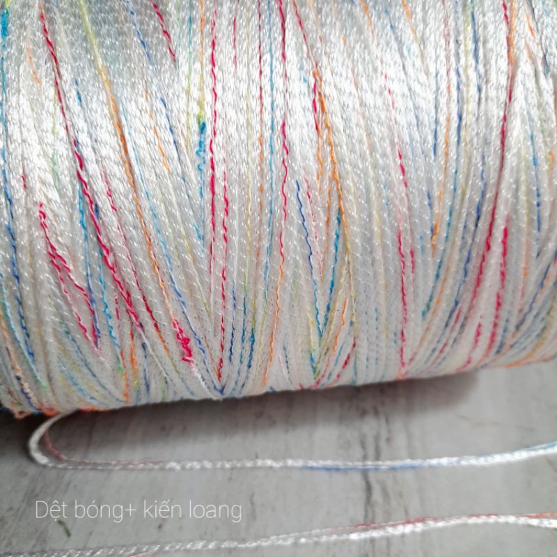 100gr Sợi dệt cotton, dệt dẹp, sợi ribbon, thêu móc túi ví, mũ nón