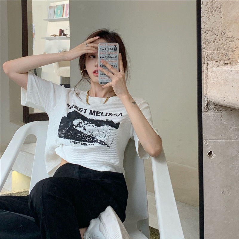 Áo Thun Nữ Tay Ngắn Dáng Ôm Phong Cách Âu Mỹ Thời Trang Mùa Hè Cá Tính