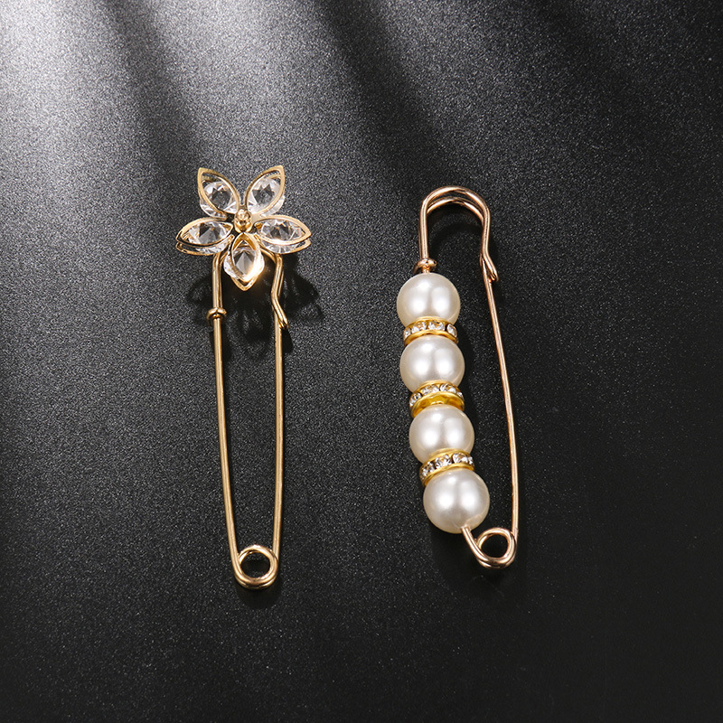 Set ghim cài áo thu gọn lưng quần đính hạt ngọc trai nhân tạo thời trang