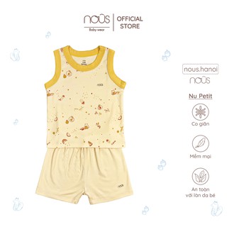 Bộ Quần Áo Cộc Ba Lỗ Petit Vàng Nhạt Nous (Size 6-9 Tháng Đến 18-24 Tháng)