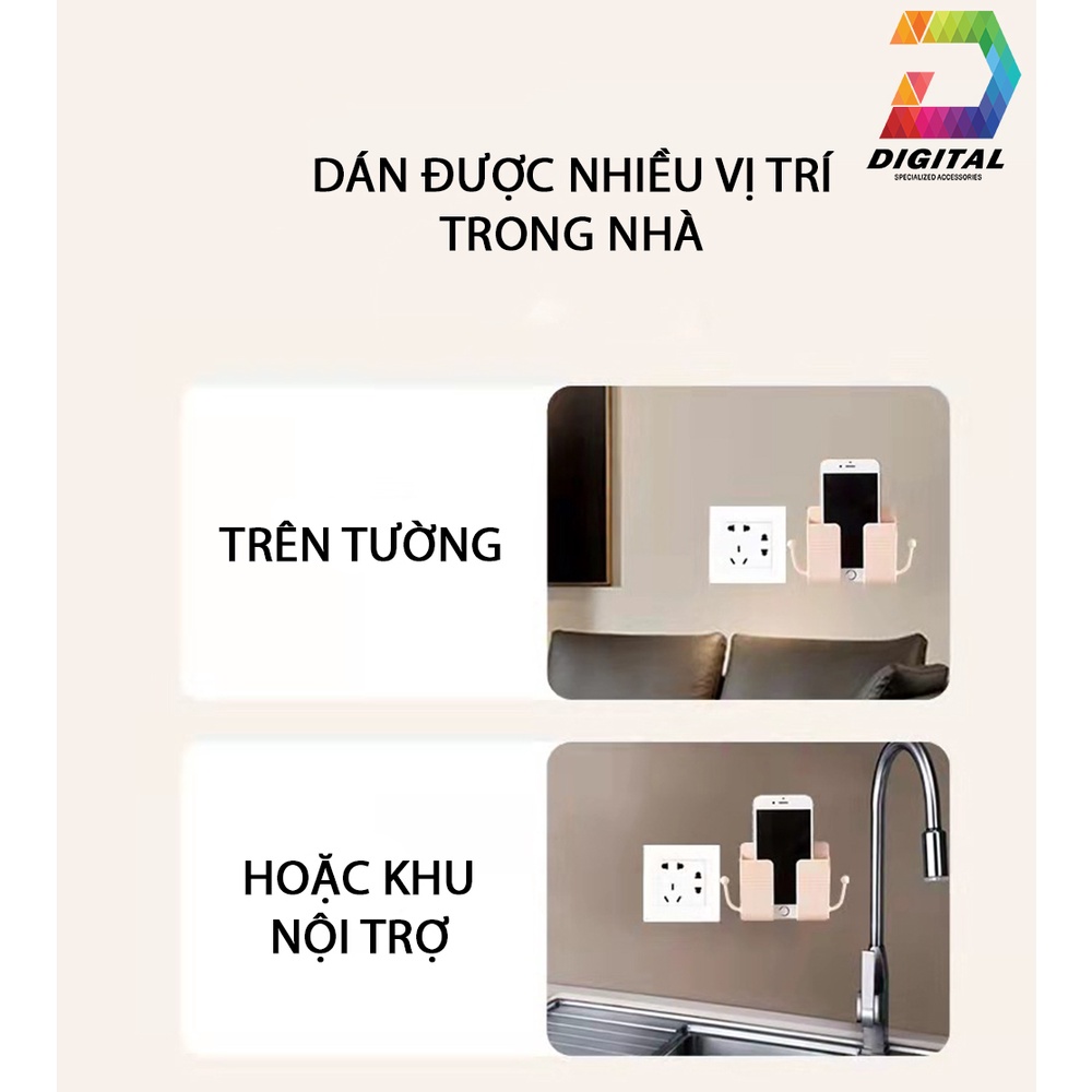 Giá Đỡ Điện Thoại Dán Tường Có Móc Treo Phụ Kiện