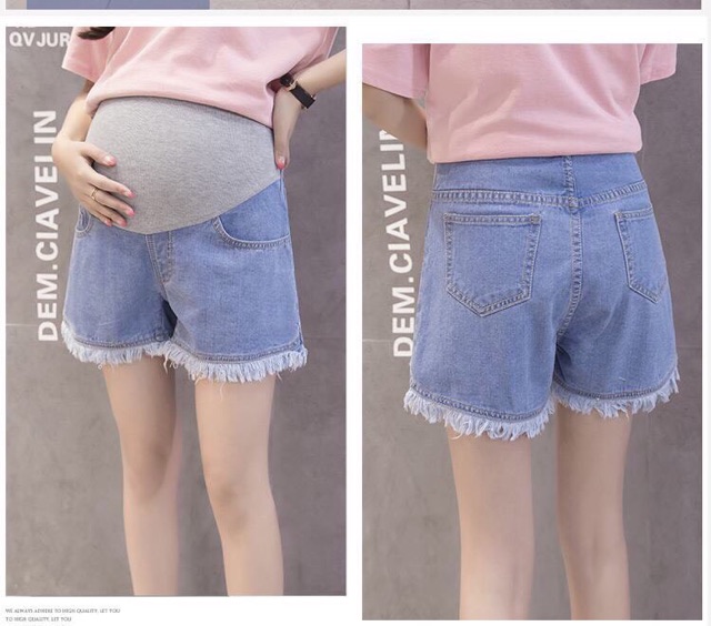 Quần bầu jeans có đáp bụng quần đùi bầu đẹp