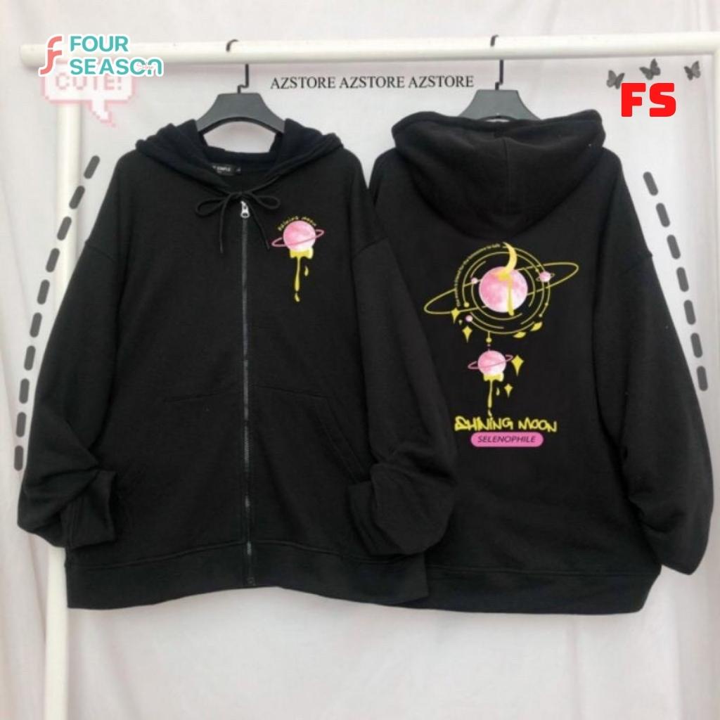 Áo khoác nỉ dây kéo unisex form rộng MOON KN06 4S Ulzzang Street Stye Hàn Quốc trẻ trung năng động giá rẻ