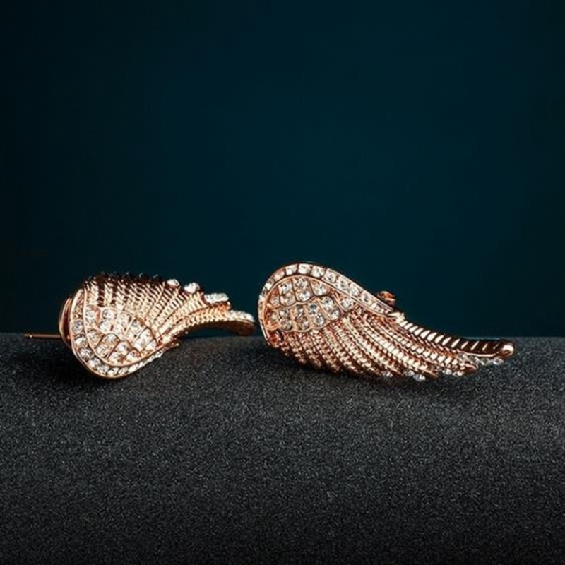 Khuyên Tai Mạ Vàng Trắng 18k Hình Đôi Cánh Thiên Thần