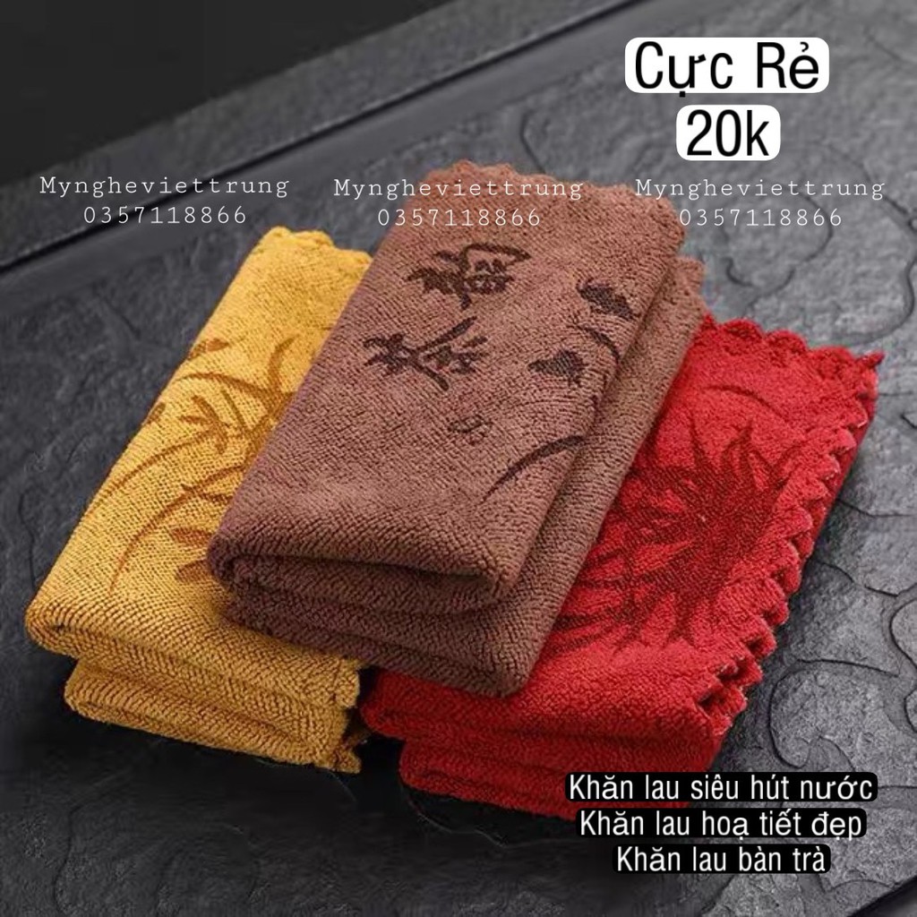 Khăn lau bàn trà siêu hút nước, họa tiết đẹp, không ra lông