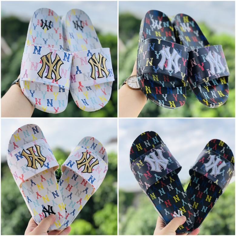 Dép unisex 𝐌𝐋𝐁 𝗡𝗬 ❤️FREESHIP + Hộp❤️ dép mlb bóng chày quai ngang thể thao nam nữ Thêu nổi -Đế In NY