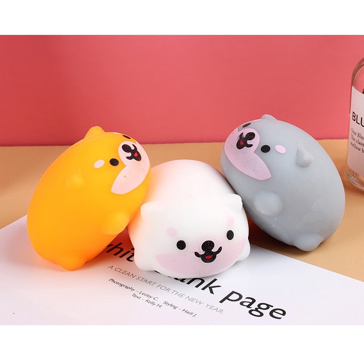 Squishy Mochi hình CHÓ SHIBA 3 màu đồ chơi bóp tay mềm mịn dễ thương chân thực giảm stress co dãn đàn hồi ngộ