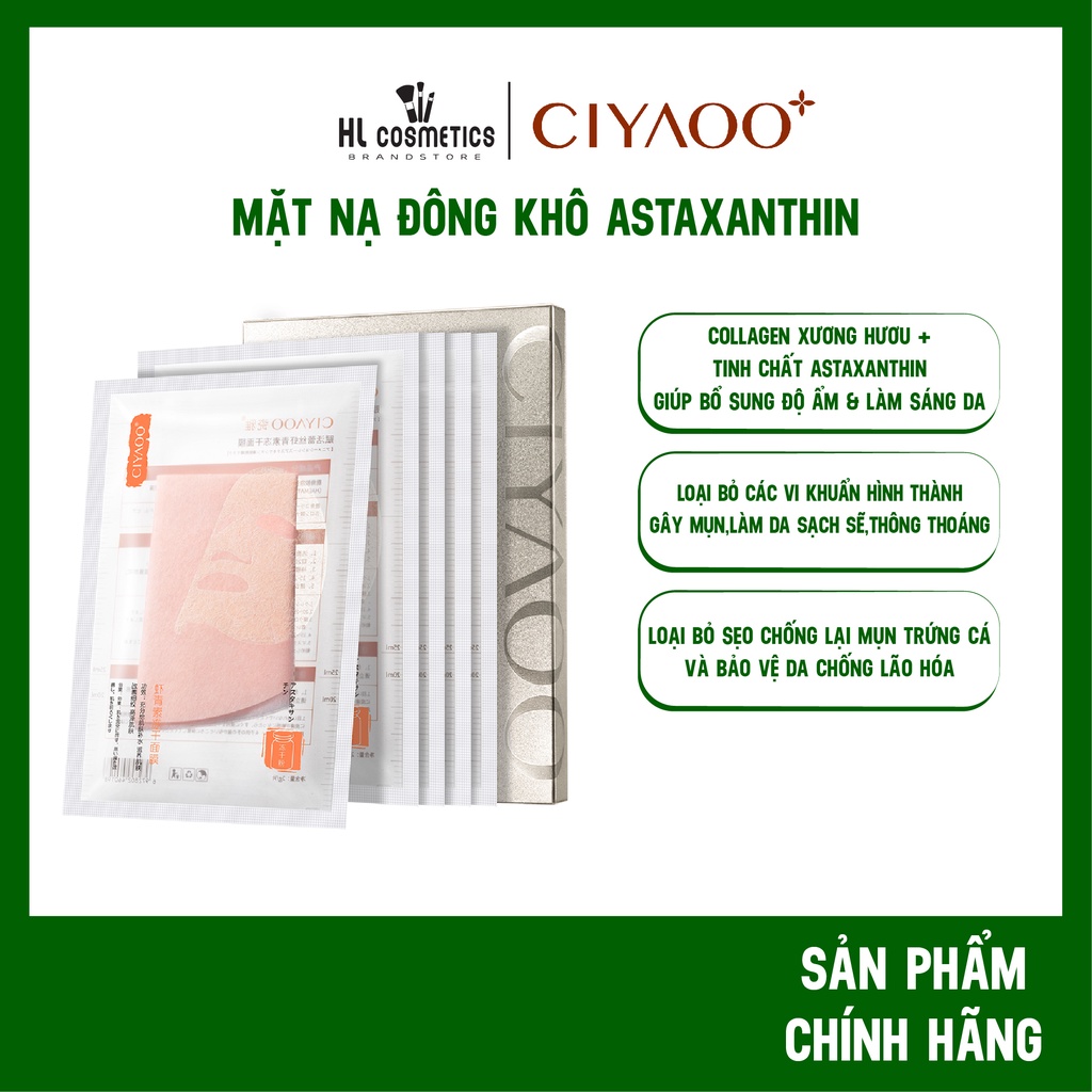 MẶT NẠ ĐÔNG KHÔ CIYAOO ASTAXANTHIN DƯỠNG ẨM PHỤC HỒI DA Hộp 5 miếng QX0012