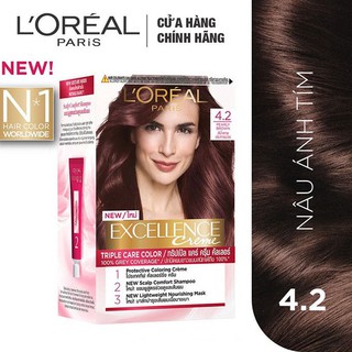Kem Nhuộm Dưỡng Tóc Phủ Bạc L'oreal Excellence Cream 172ml - Màu 4.2 Nâu Ánh Tím