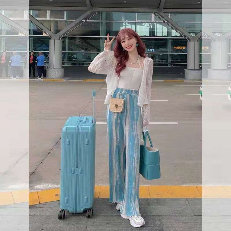 Quần ống rộng lưng cao phối màu nhuộm thời trang mùa hè cho nữ
