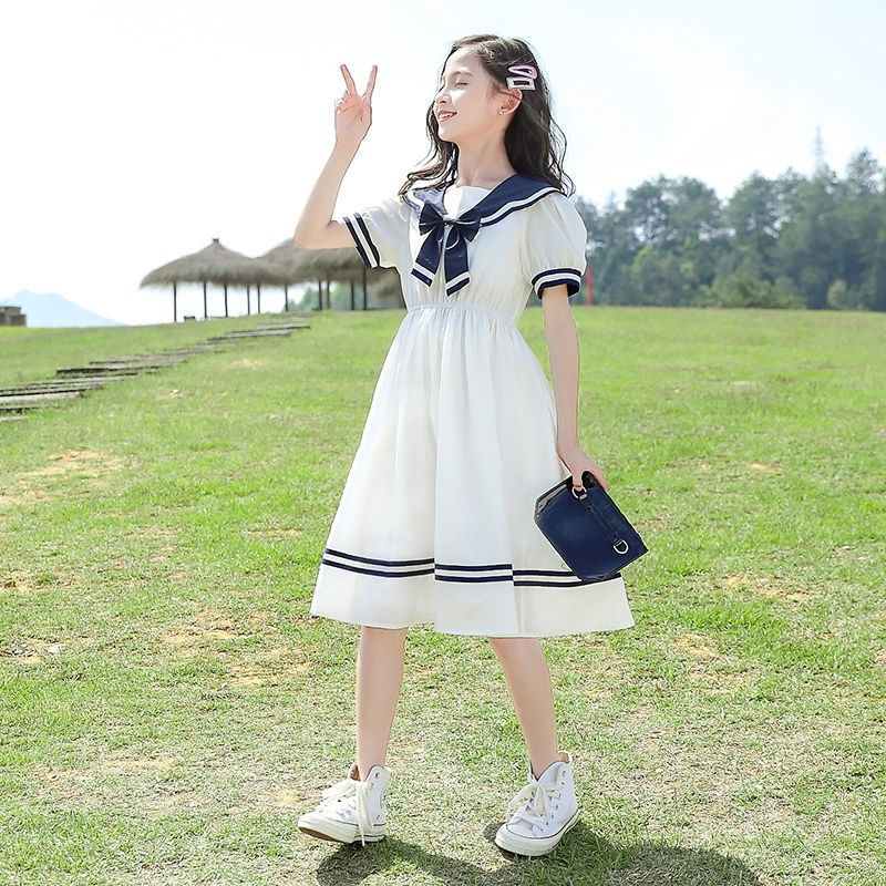 Bộ Đồng Phục Thủy Thủ Xếp Ly Cỡ Lớn / Vừa Phong Cách Hàn Quốc Thời Trang Mùa Hè Xinh Xắn Cho Bé Gái