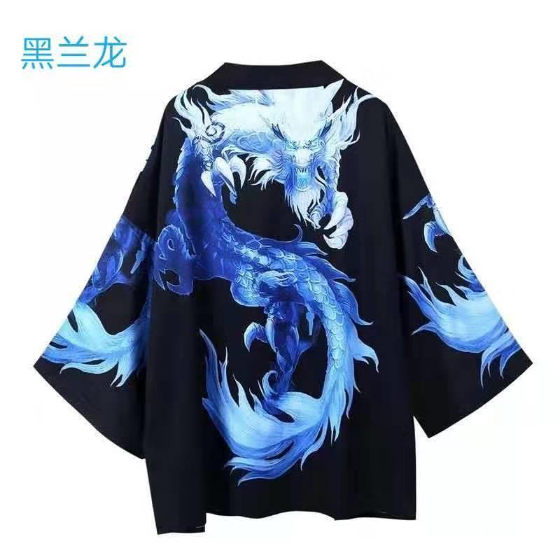 Áo Khoác Kimono Tay Ngắn Mỏng In Họa Tiết Phong Cách Nhật Bản Thời Trang Cho Nam