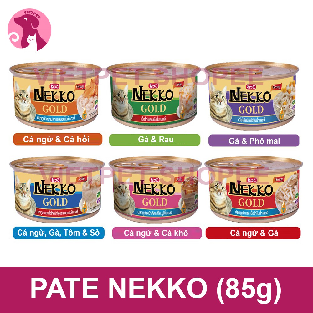 Pate cho mèo - Hộp/ lon Nekko Gold cho mèo (85g) (NK Thái Lan) (Thức ăn cho mèo, đồ ăn thưởng, đồ ăn ướt cho mèo,...)