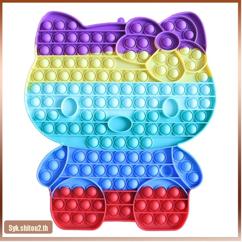 Pop it Fidget màu sắc cầu vồng Push Bubble Đồ chơi bong bóng Hello Kitty