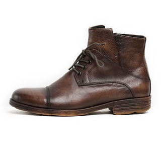 Giày boot nam cao cổ màu nâu VINTAGE, giày công sở da bò thật khoá kéo TONKIN