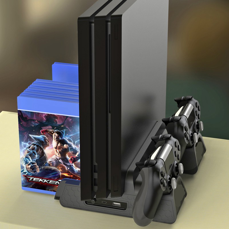 Đế tản nhiệt cho máy PS4 Slim/Pro All in One, chân đế đứng làm mát cho máy PS4 chính hãng Dobe