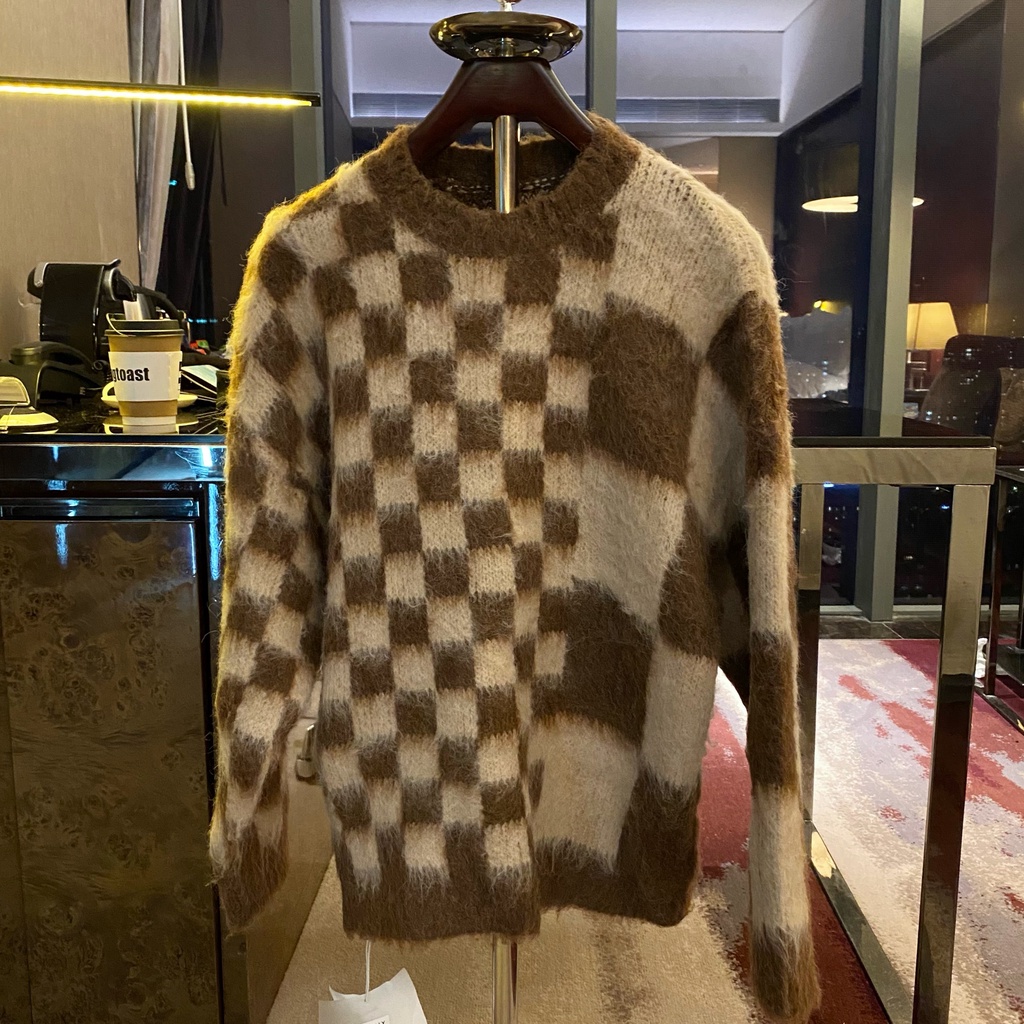 Áo sweater dáng rộng họa tiết kẻ sọc phong cách retro Nhật Bản thời trang thu đông cho nam