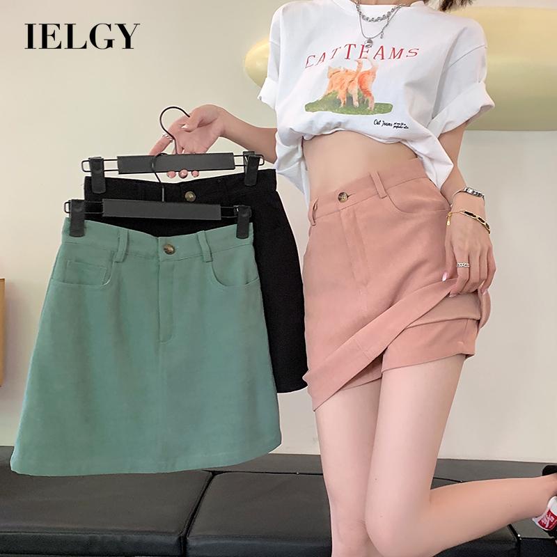 Chân váy jean dáng chữ A IELGY màu trơn thời trang trẻ trung cho nữ