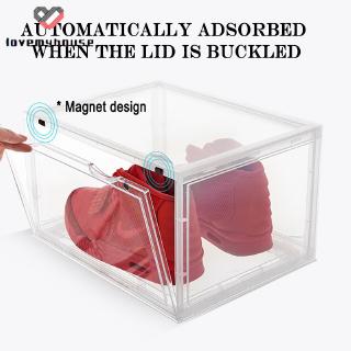☁ி☁ Sneaker Shoe Box Acrylic Sneaker Display Box Shoes Storage Case Organizers Stackable Foldable 