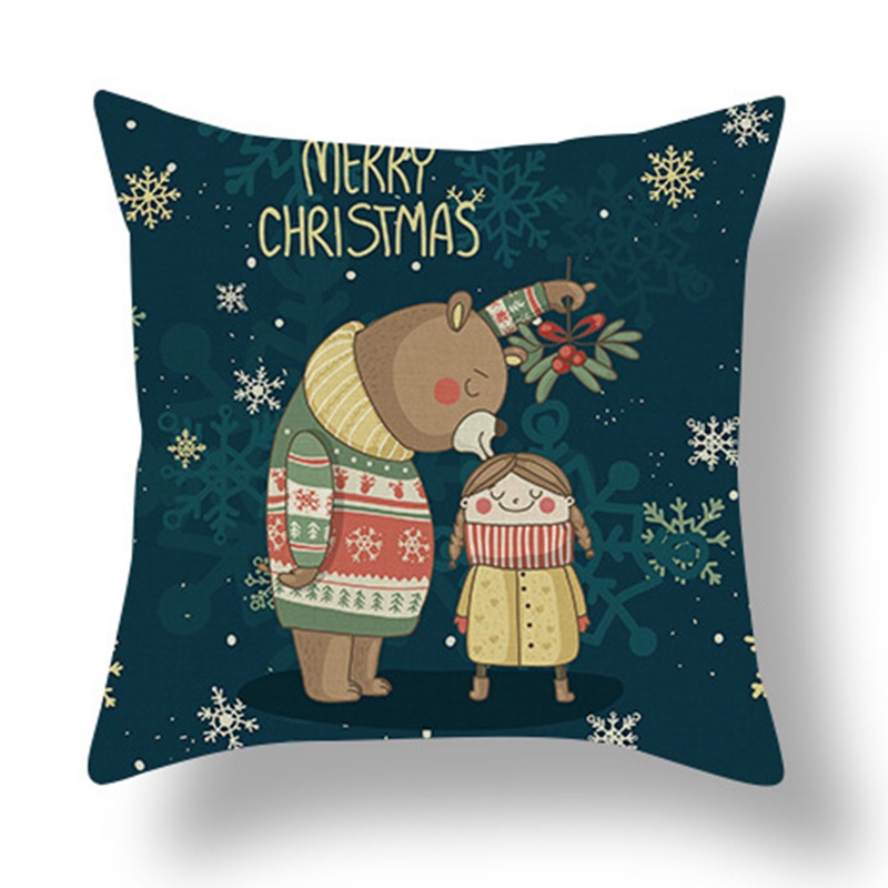 Lxsm Vỏ Gối Màu Xanh Lá Đậm Hình Ông Già Noel Hoạt Hình Dễ Thương Làm Sạch Kỳ Nghỉ