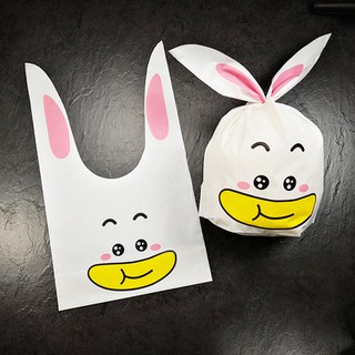 (Set 50(16.5x29cm) Túi bánh kẹo tai thỏ hình mặt cười