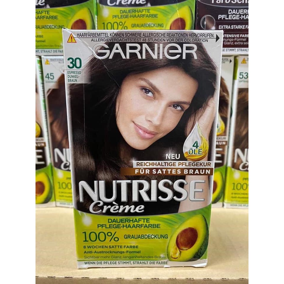 Thuốc nhuộm tóc phủ bạc 100% của Garnier Nutrisse Creme hàng xách tay từ Đức