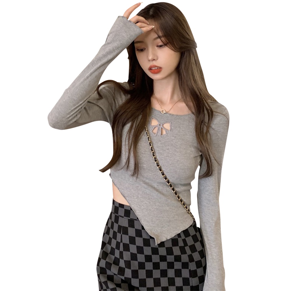 SUXI Áo Croptop Tay Dài Thiết Kế Mới Thời Trang Theo Phong Cách Hàn Quốc