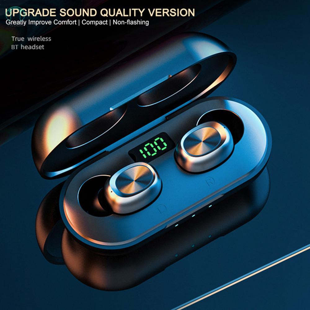 B5 TWS Wireless Earphones BT 5.0 Stereo Sound Earbuds with Charging Case Waterproof Touch-control Headset Compatible with