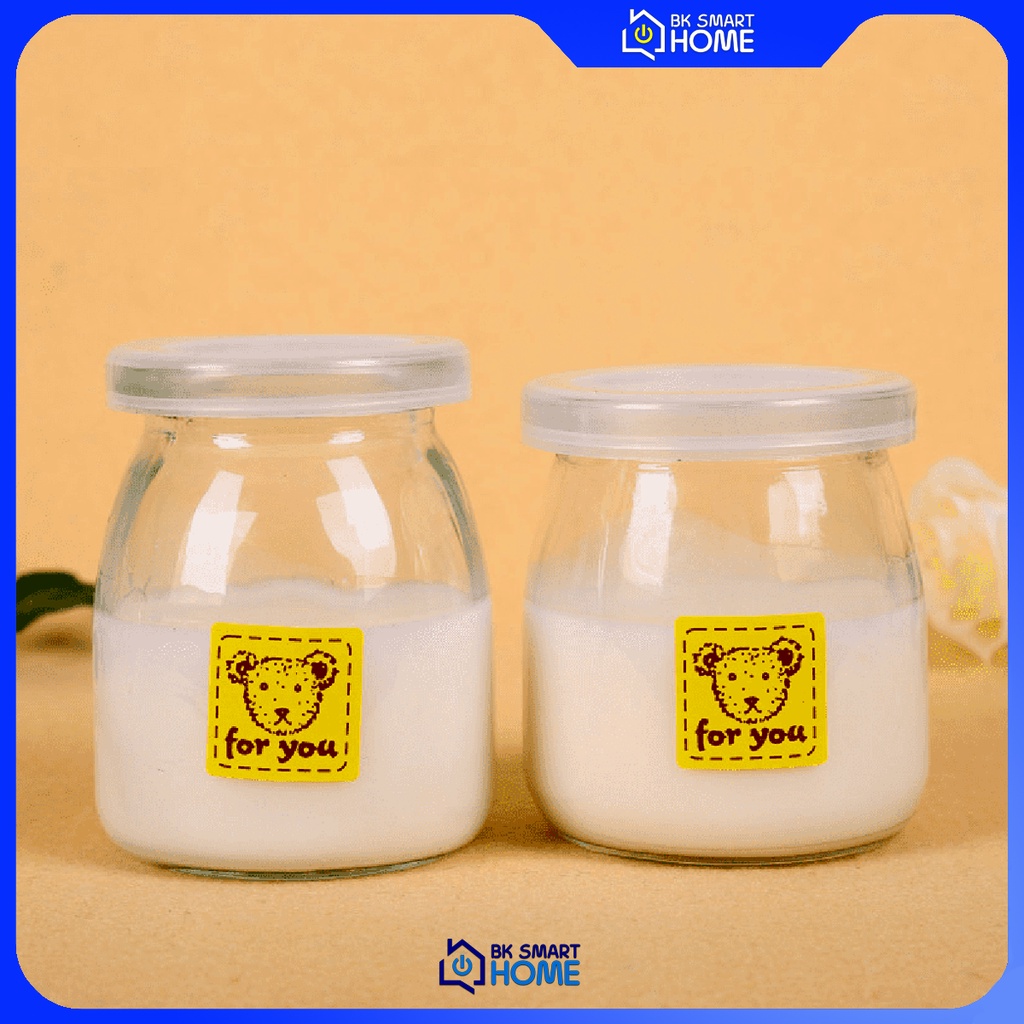 Hũ làm sữa chua Thủy tinh cao cấp có nắp đạy - Hũ làm sữa chua - Hũ Thủy tinh cao cấp làm bánh flan, làm sữa chua