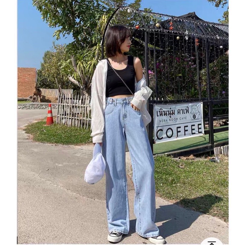 [Sỉ] Quần jeans nữ ống rộng 100cm cao cấp phong phong cách Hàn Quốc cao cấp Chiwawa shop