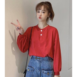 Áo nữ dài tay trơn cúc cài