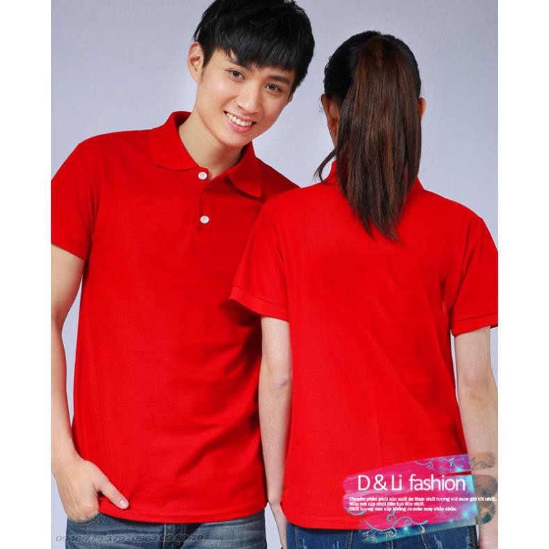 Áo thun Polo ngắn tay có cổ màu Đỏ tươi (S,M,L,XL,XXL) thun cá sấu 100% cotton đẹp lung linh giá sỉ  ྇